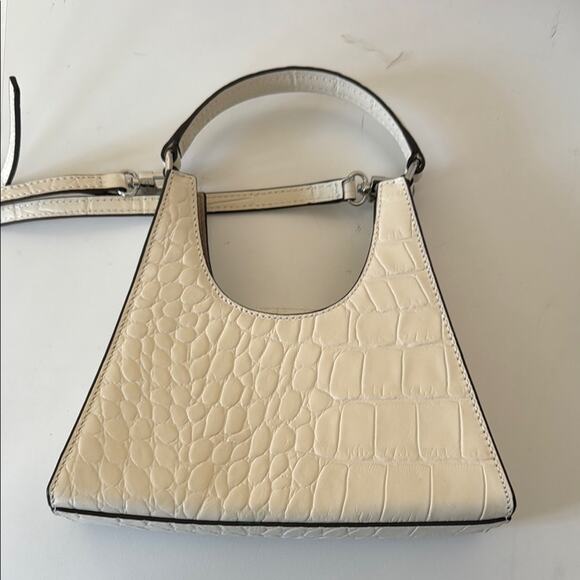 Staud Mini Crossbody Rey Bag Cream Croc Embossed - Picture 4 of 7
